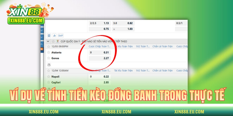 Ví dụ về tính tiền kèo đồng banh trong thực tế